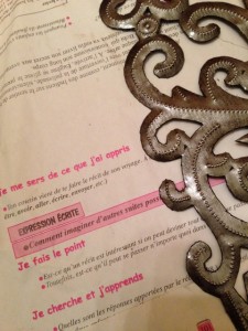 French language workbook pages make good packing material.
